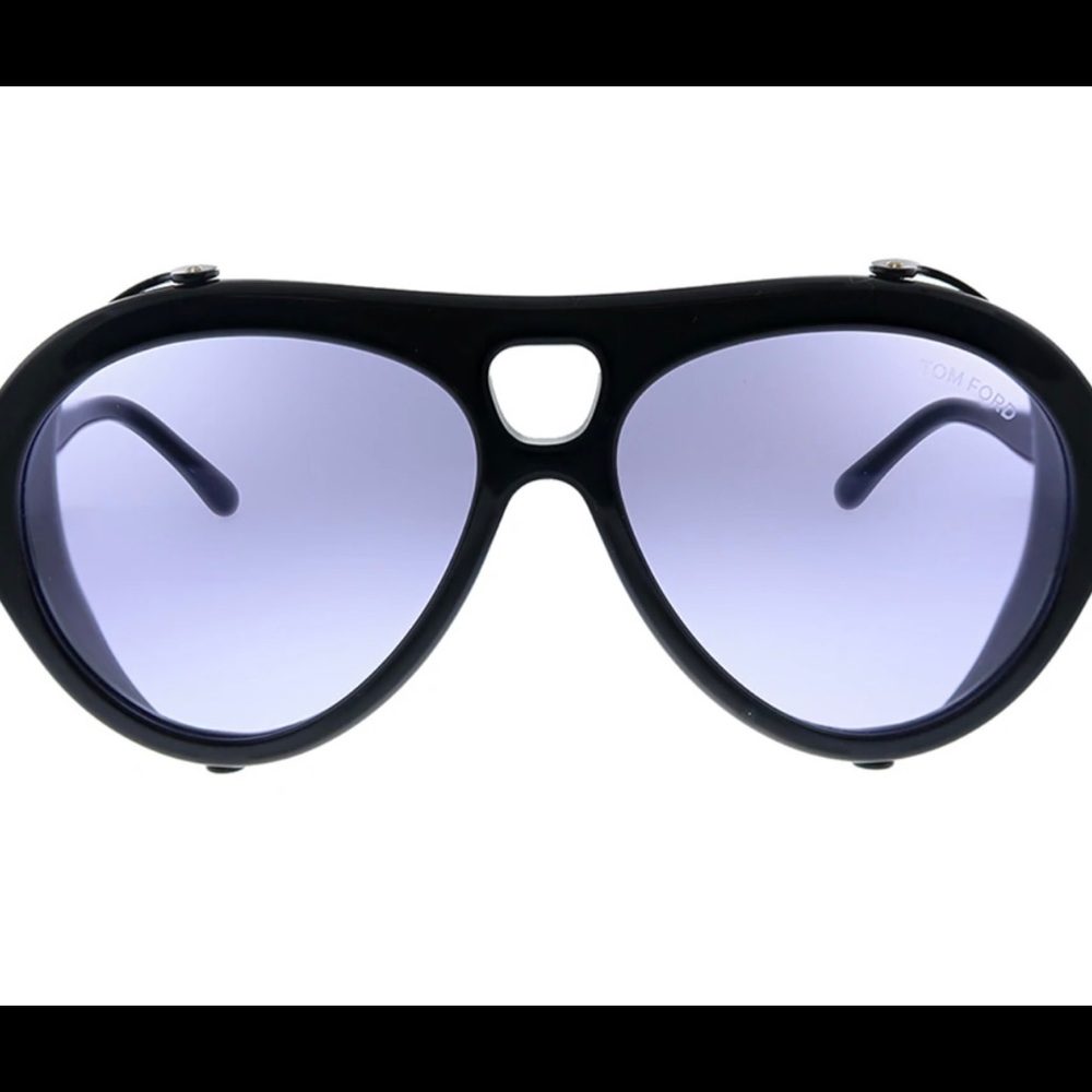 Tom Ford Neughman TF 882 01Y Unisex Black Purple Lens Sunglasses